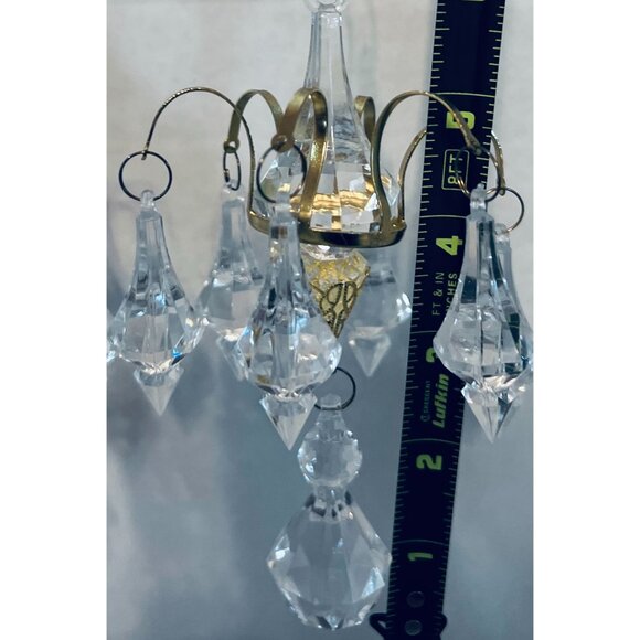 Mini Crystal Chandelier Ornament brasstone pointed faceted Christmas windows Bar - Picture 4 of 4
